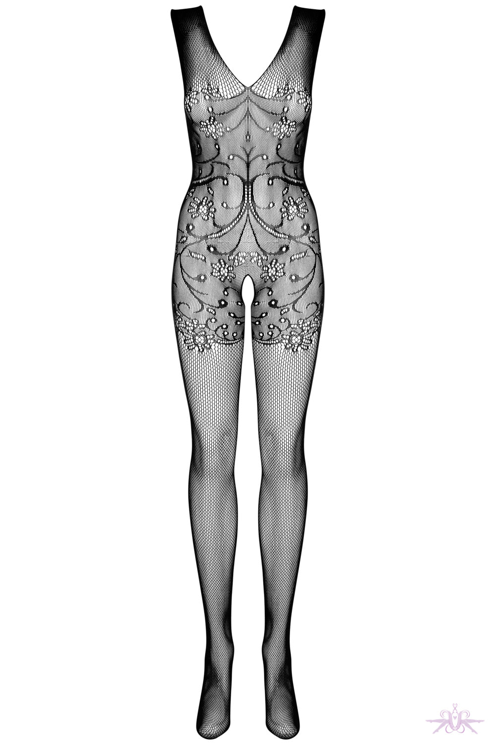 Obsessive V-Neck Fishnet Bodystocking - Mayfair Stockings