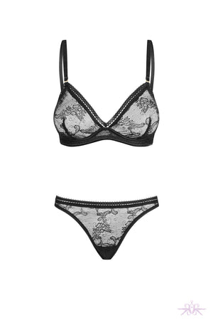 Noir Handmade Lace Plunge Underwired Bra and Thong