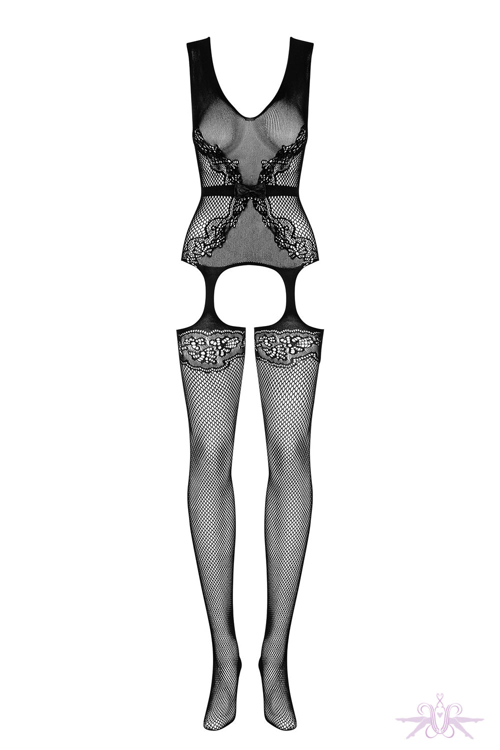 Obsessive Faux Suspender Belted Fishnet Bodystocking - Mayfair Stockings