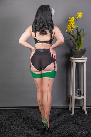 What Katie Did Contrast Cinnamon/Green Seamed Stockings
