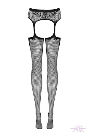 Obsessive Black Fishnet Garter Stocking - Mayfair Stockings