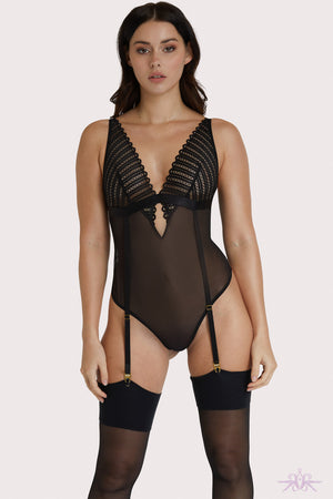 Wolf and Whistle Lacie Black Suspender Bodysuit