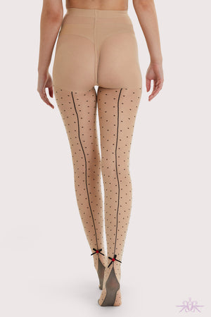 Playful Promises Dotty Seamed Tights with Bow