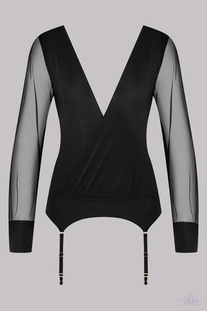 Maison Close Madame Reve Long Sleeved Bodysuit with Suspenders