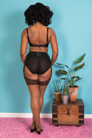 What Katie Did Contrast Nutmeg/Coffee Seamed Stockings