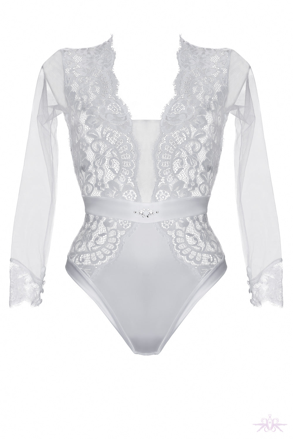 Parisian lace bodysuit in white