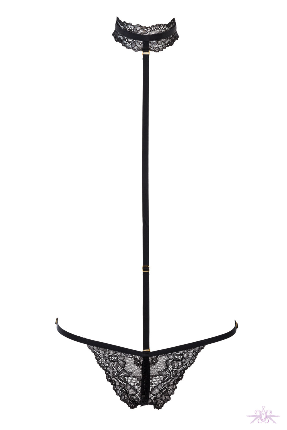 Maison Close Le Petit Secret Dentelle Openable Thong with Harness - Mayfair Stockings